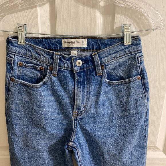 Abercrombie & Fitch Curve Love Mid-rise Straight-Leg Jeans - Size 24 - Picture 5 of 8